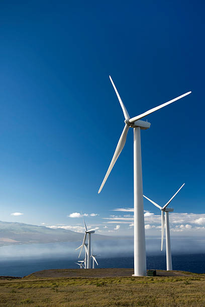Wind turbines on the island of Maui, Hawaii, USA